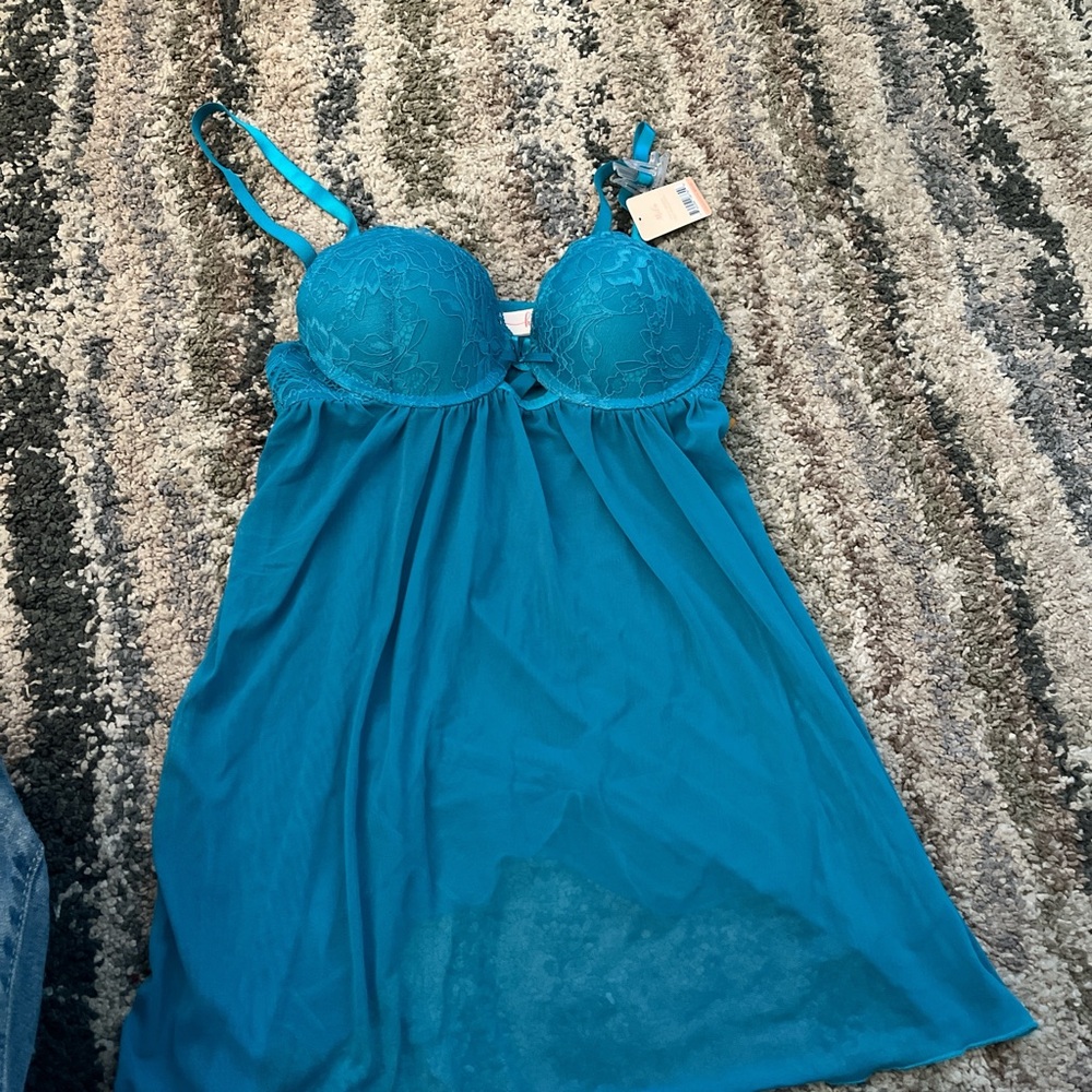 Victoria's Secret Teal Lace Babydoll